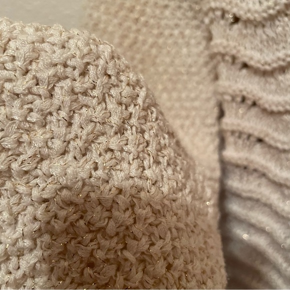 Spense Women's 1 Button Ivory Knit Cardigan Sweater Metallic Gold Thread Medium - Picture 5 of 10
